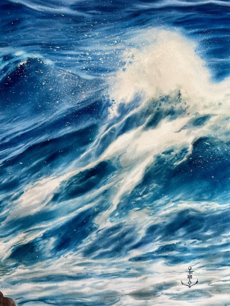 Online drawing lesson «How to Paint Breaking Waves in Watercolour» by Painting from Julia Barminova