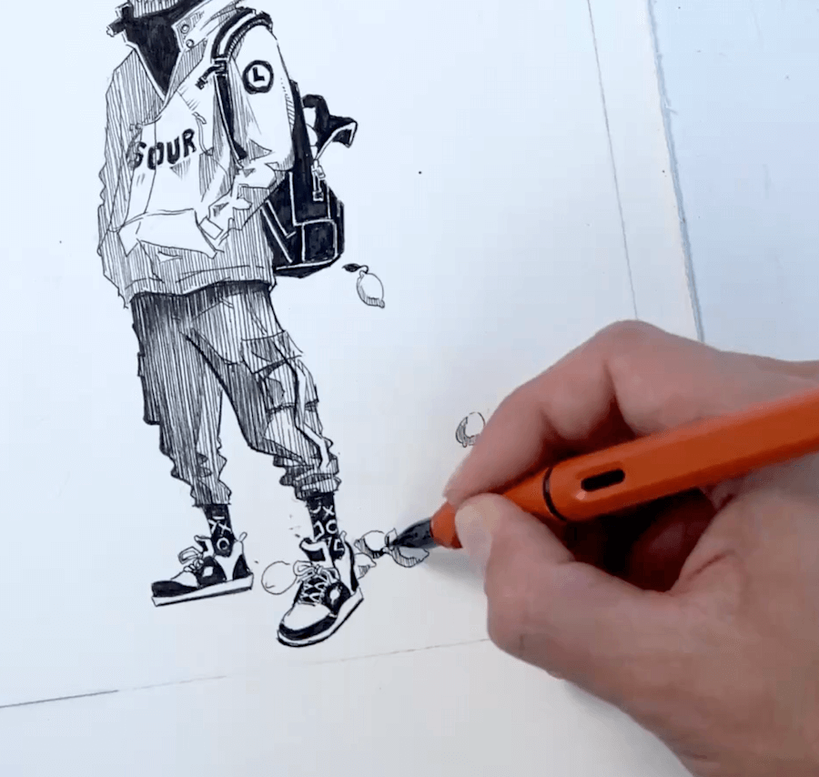 Examples from the lesson «Illustration Ink Masterclass. Draw Expressive Characters with Lamy Pen» — Illustration Fragments of an online drawing lesson «Illustration Ink Masterclass. Draw Expressive Characters with Lamy Pen» — Illustration from Sergey zinovkin
