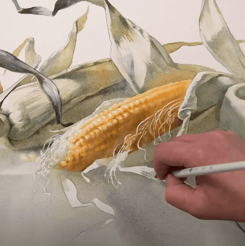 Online drawing lesson «Breakfast with bread and cheese. Drawing still life with watercolor» from Elena Bazanova