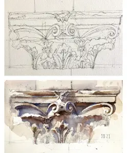 Icon «4. Construction of an architectural element in frontal perspective» from the course