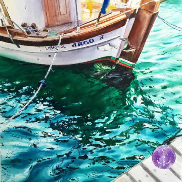 Online drawing lesson «Draw sea and sails watercolor» from Julia Barminova